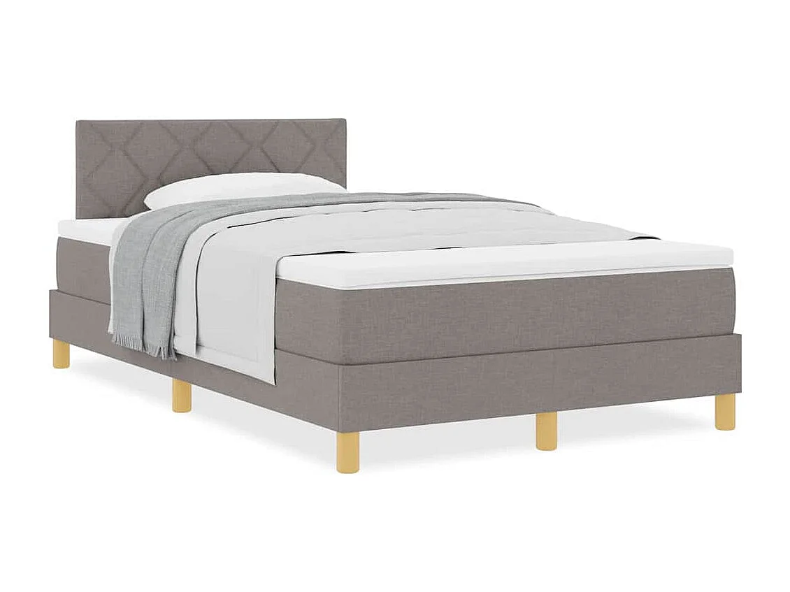 Cama box spring con colchón con colchón Taupé 120 x 190 cm tela