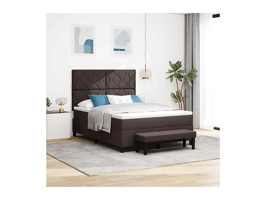Boxspring bed met matras Donkerbruin 160 x 200 cm Stof