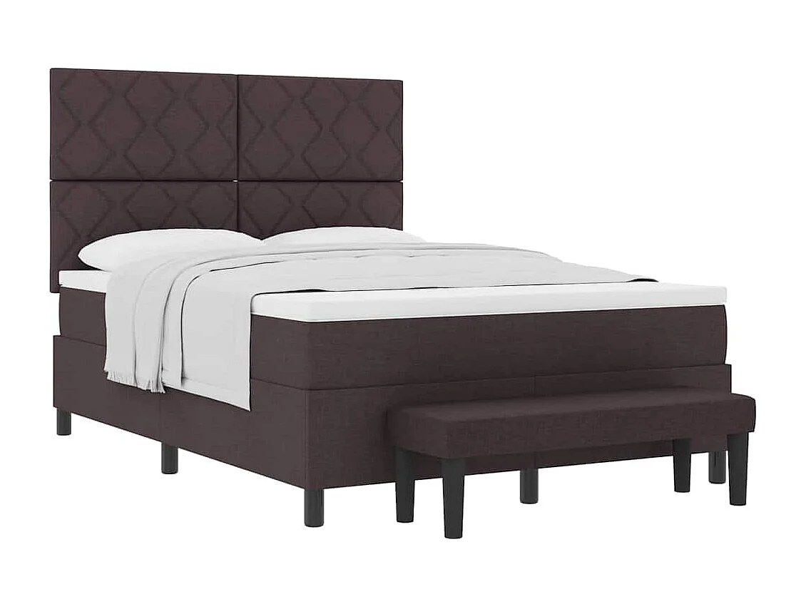 Cadre de lit avec matelas Marron foncé 160 x 200 cm tissu