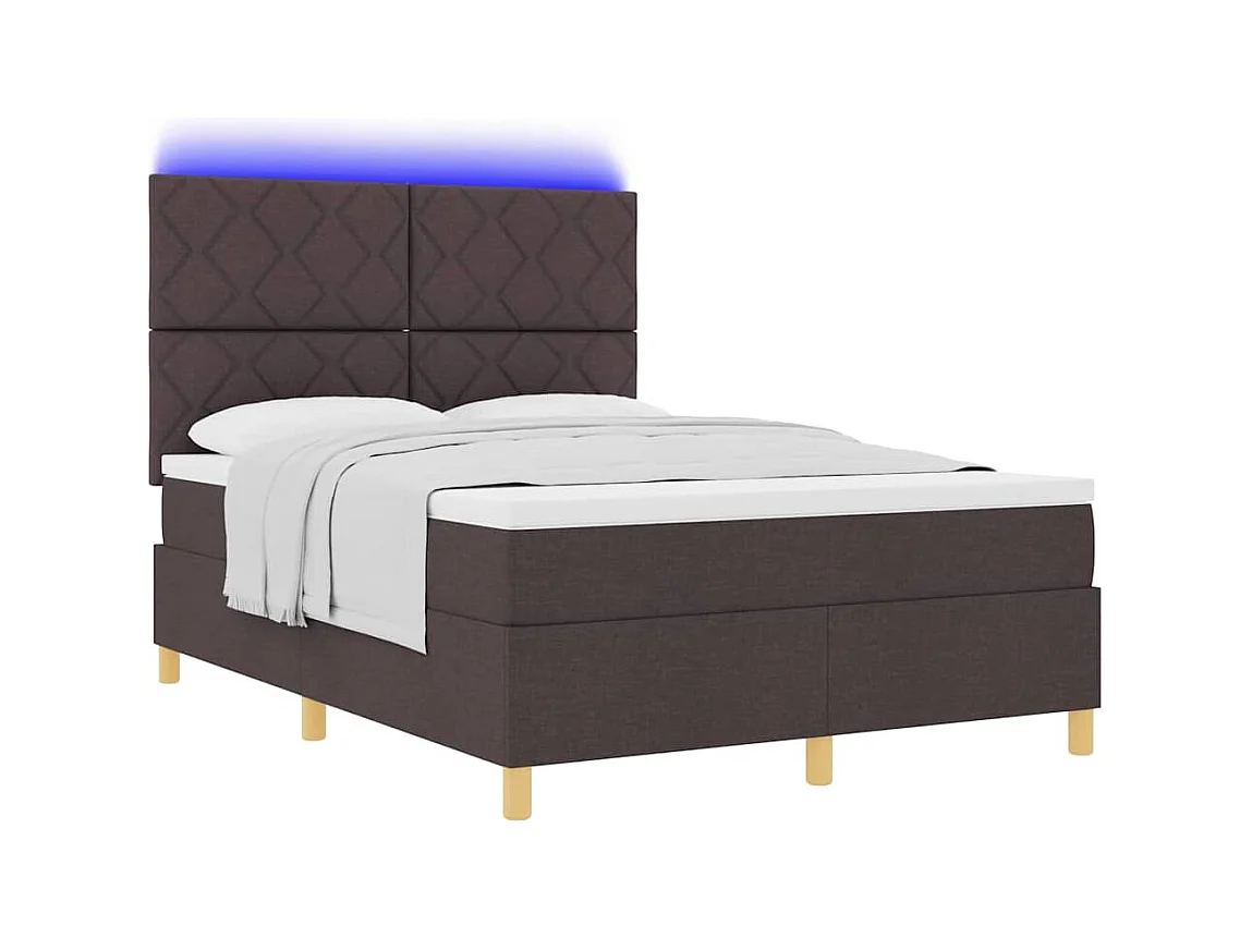 Cadre de lit avec matelas Marron foncé 140 x 200 cm tissu