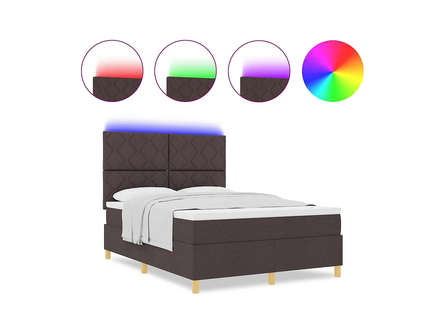 Cadre de lit avec matelas Marron foncé 140 x 200 cm tissu