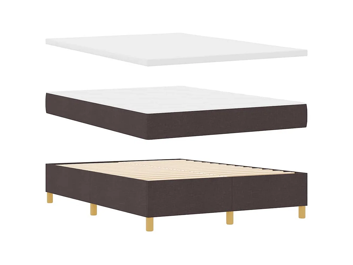 Cadre de lit avec matelas Marron foncé 140 x 200 cm tissu