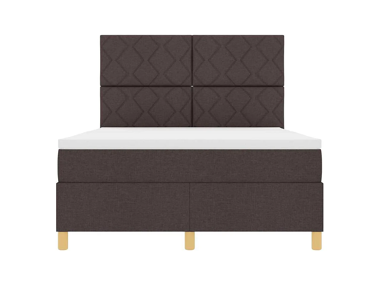 Cadre de lit avec matelas Marron foncé 140 x 200 cm tissu