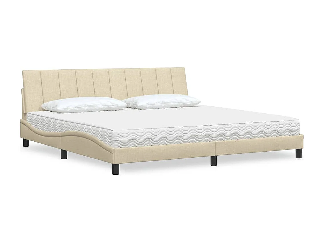 Cadre de lit avec matelas crème 200x200 cm tissu
