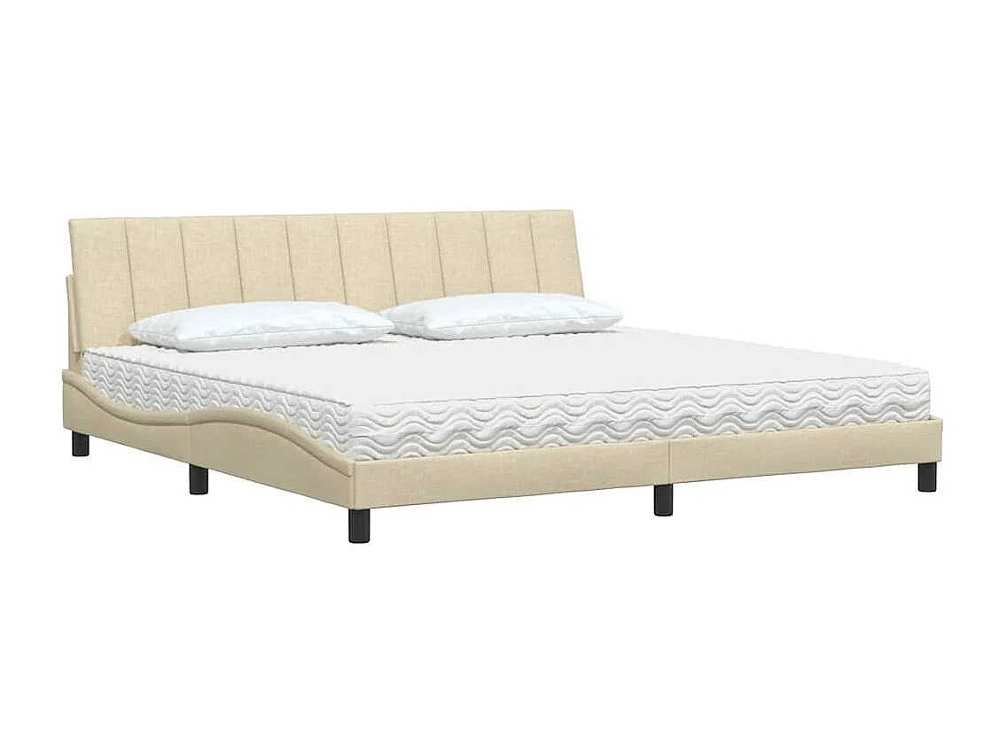 Cadre de lit avec matelas crème 200x200 cm tissu