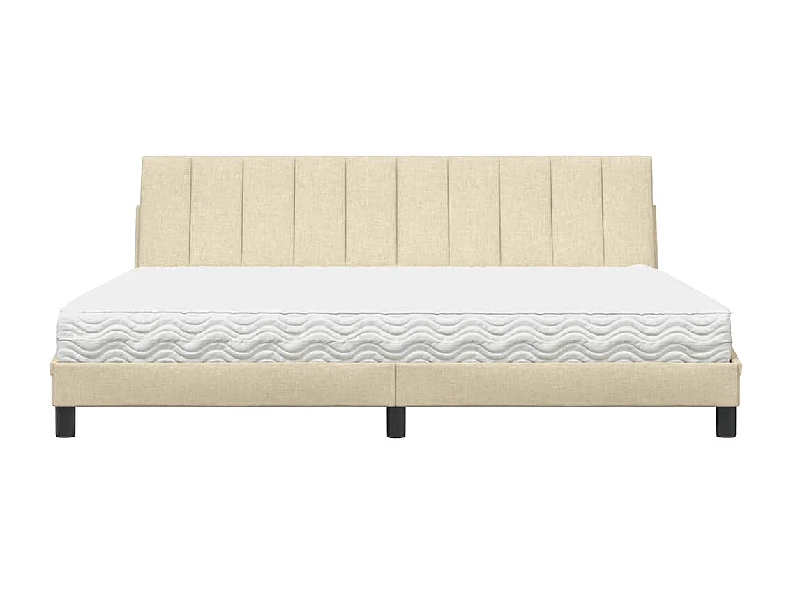 Cadre de lit avec matelas crème 200x200 cm tissu
