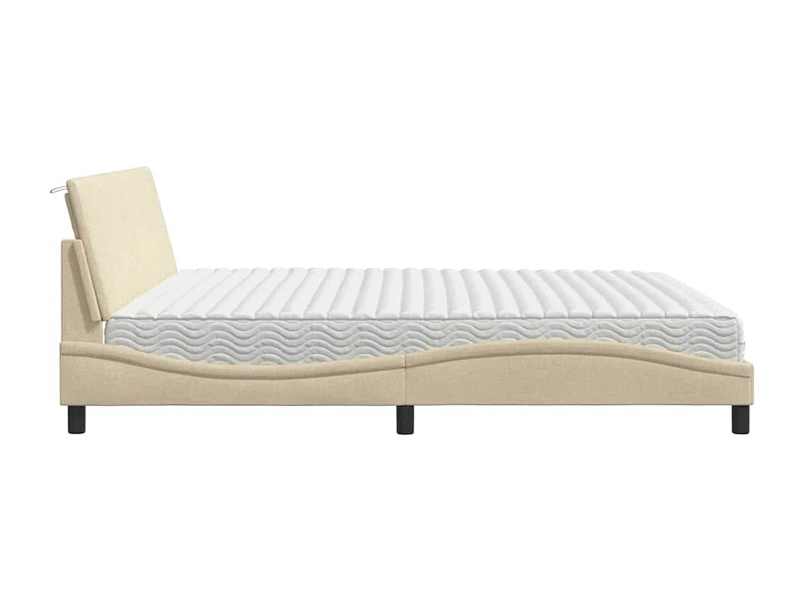 Cadre de lit avec matelas crème 200x200 cm tissu
