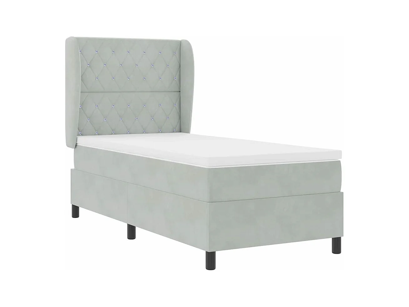 Cadre de lit avec matelas Gris clair 90 x 190 cm Velours