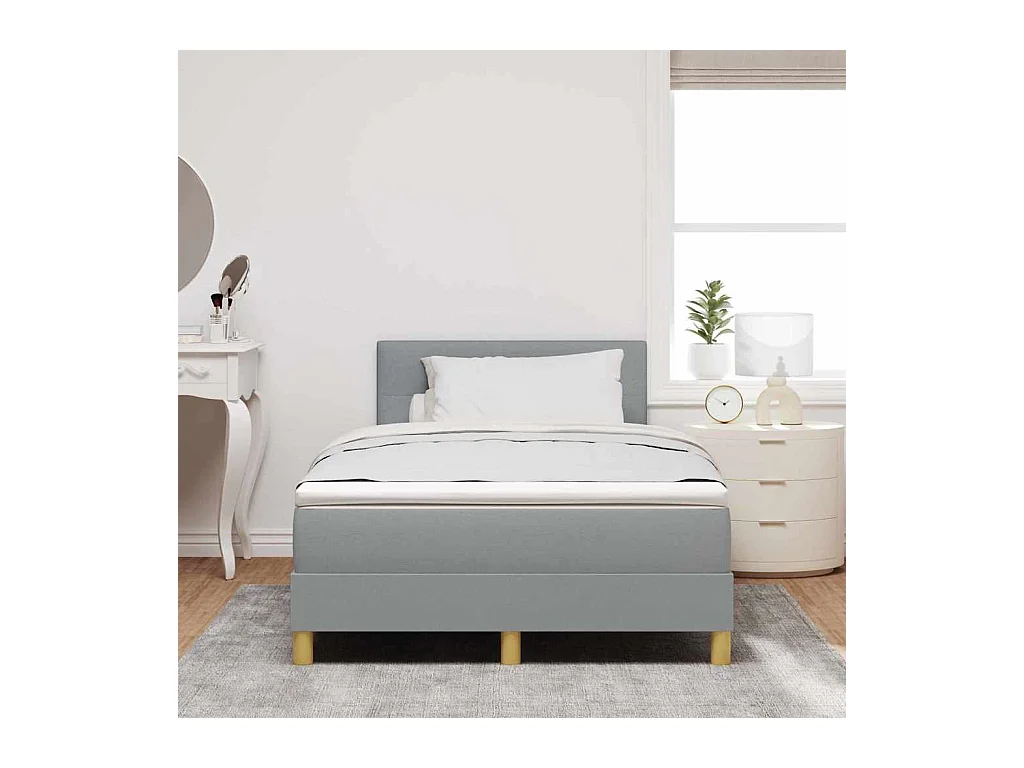 Cadre de lit avec matelas Gris clair 120 x 200 cm tissu