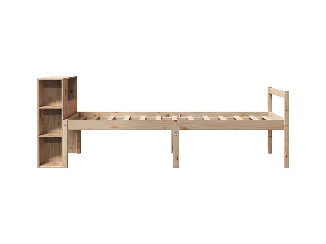 Cama con estantería sin colchón madera maciza de pino 100x200cm