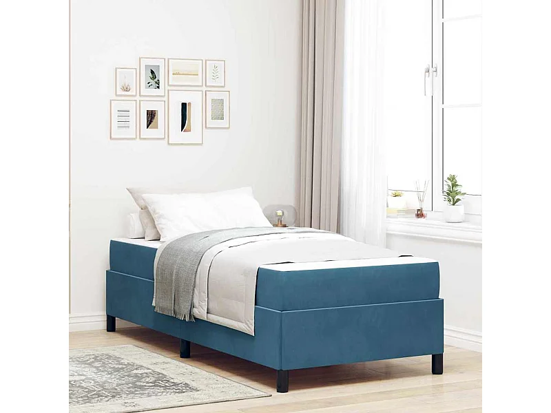 Cadre de lit Bleu foncé et blanc 90 x 200 cm Velours