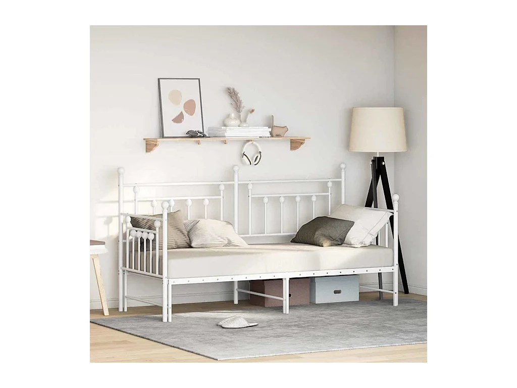 Bedframe voor een daybed met hoofdeinde Wit 75 x 190 cm Staal