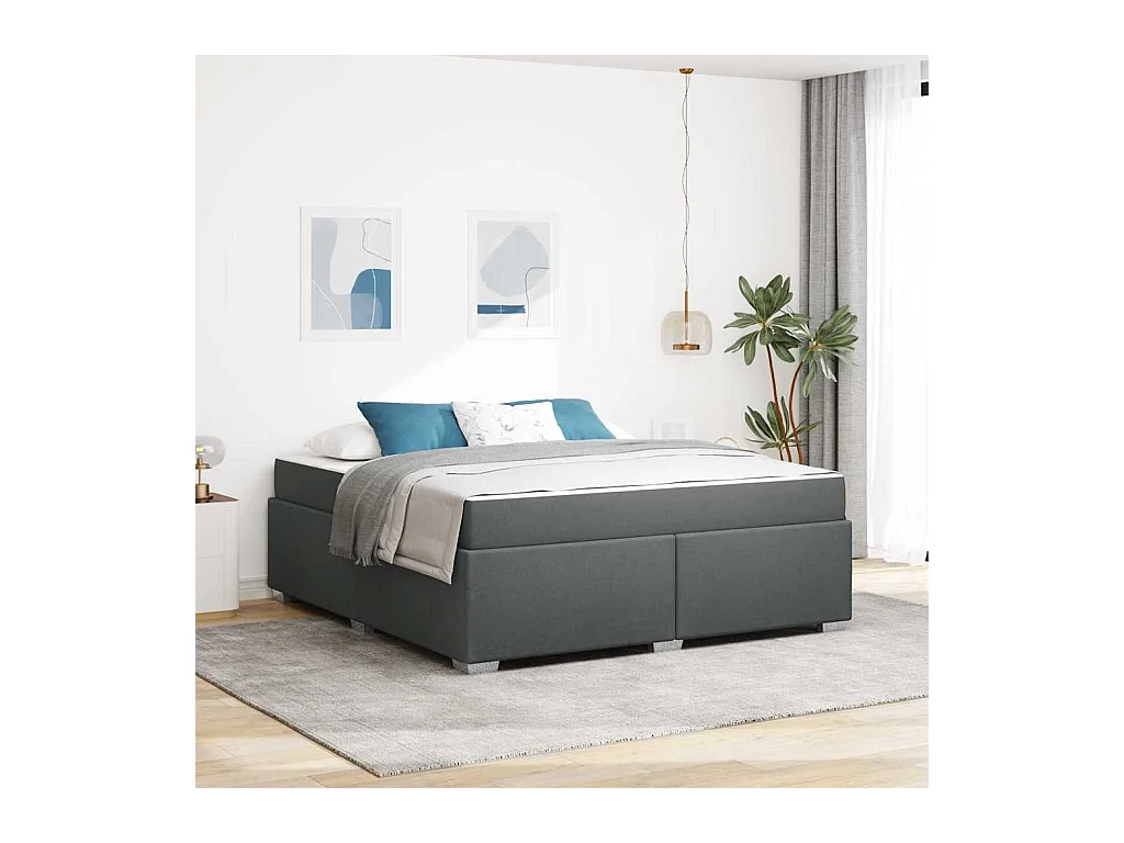 Cadre de lit Gris foncé 180 x 200 cm tissu