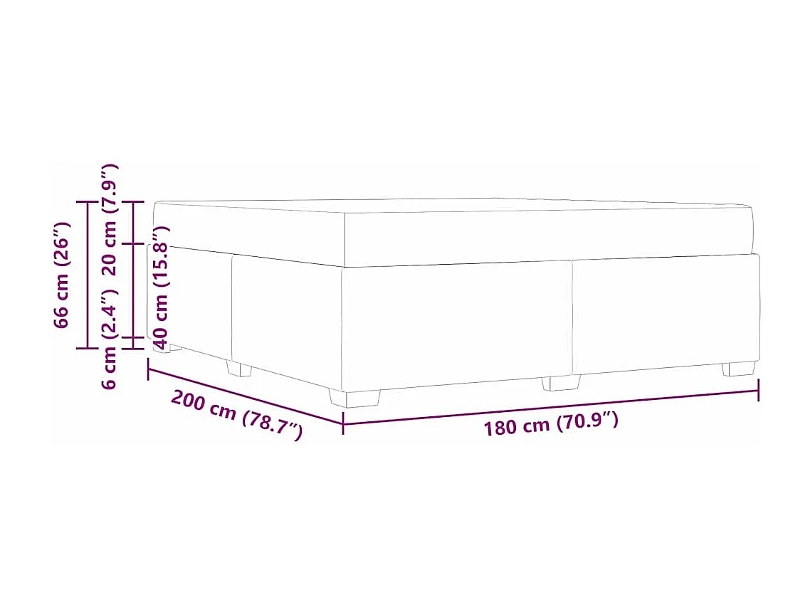 Cadre de lit Gris foncé 180 x 200 cm tissu