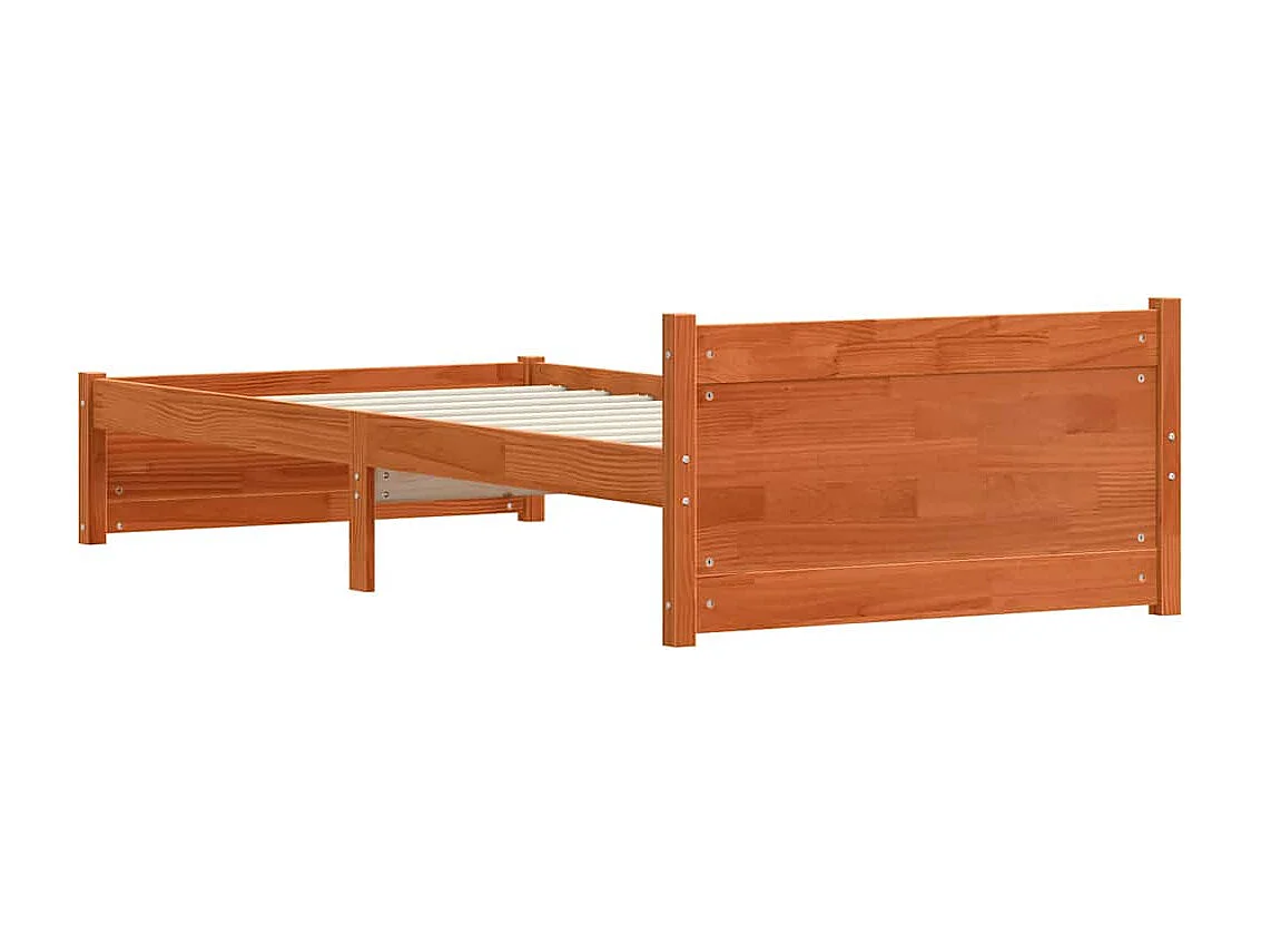 Estructura de cama con cabecera Marrón cera 90 x 200 cm