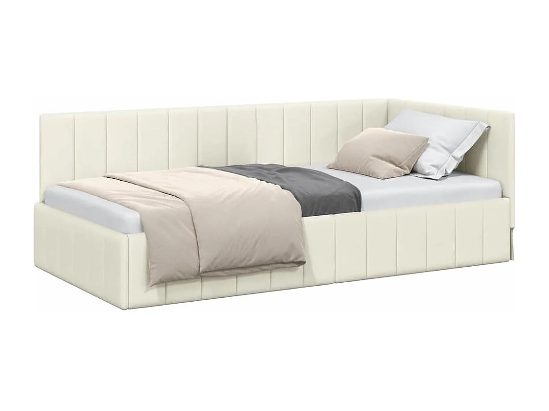 Estructura de cama en esquina Crema 90 x 200 cm Terciopelo