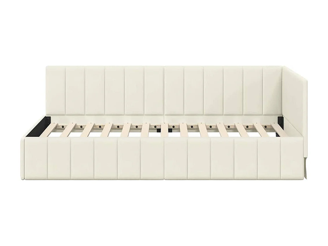 Estructura de cama en esquina Crema 90 x 200 cm Terciopelo
