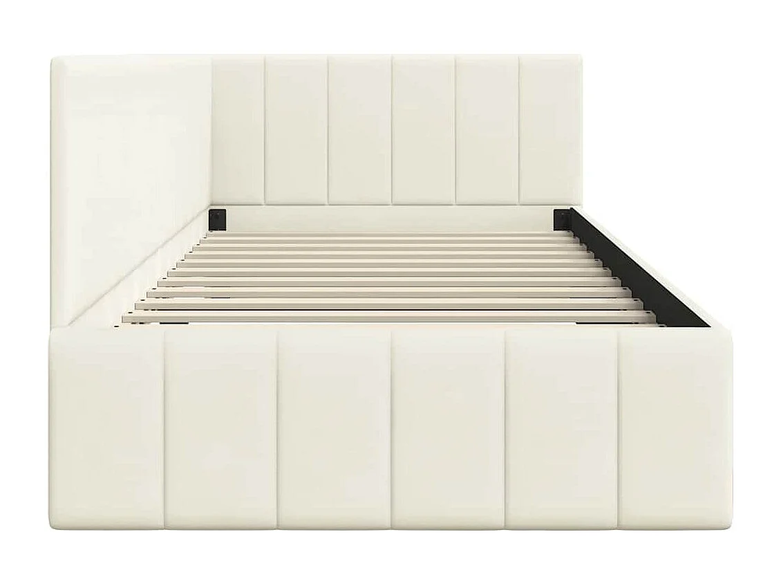 Estructura de cama en esquina Crema 90 x 200 cm Terciopelo