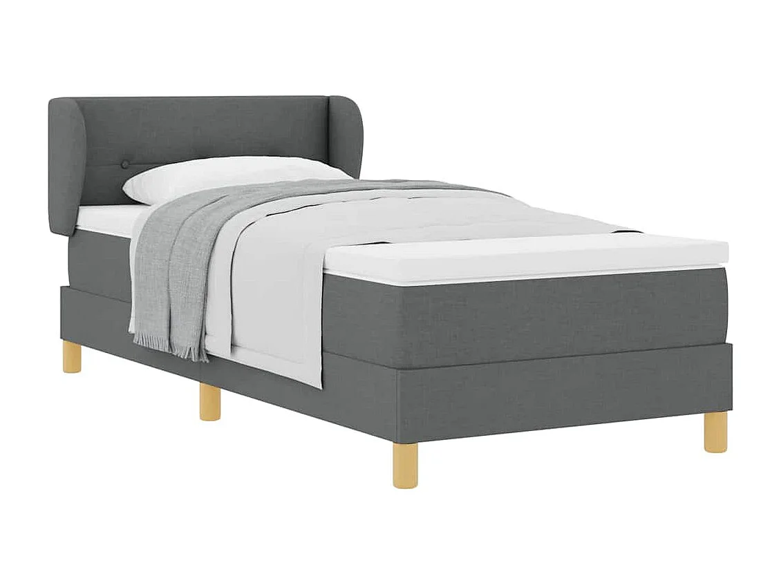 Cadre de lit avec Matelas Crème 90x200 cm Tissu Gris foncé
