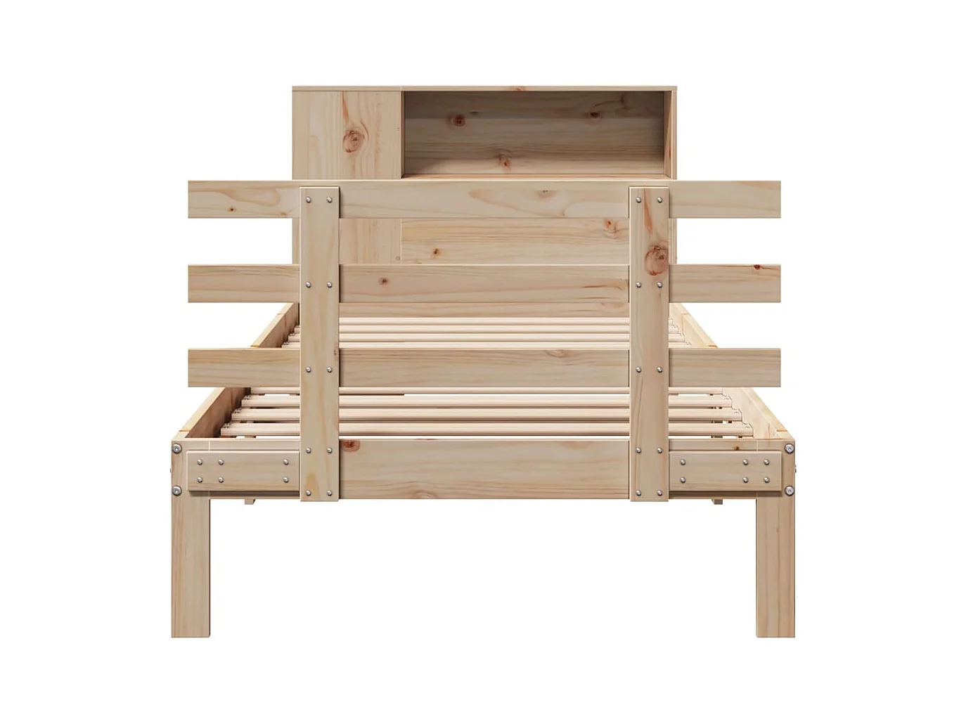 Cama con estantería sin colchón madera maciza de pino 75x190 cm