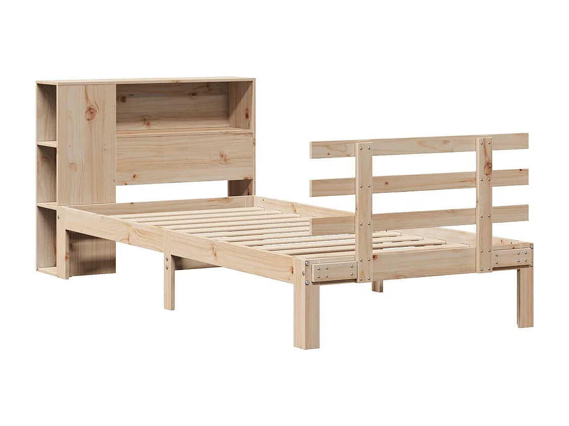 Cama com estante sem colchão 75x190 cm pinho maciço