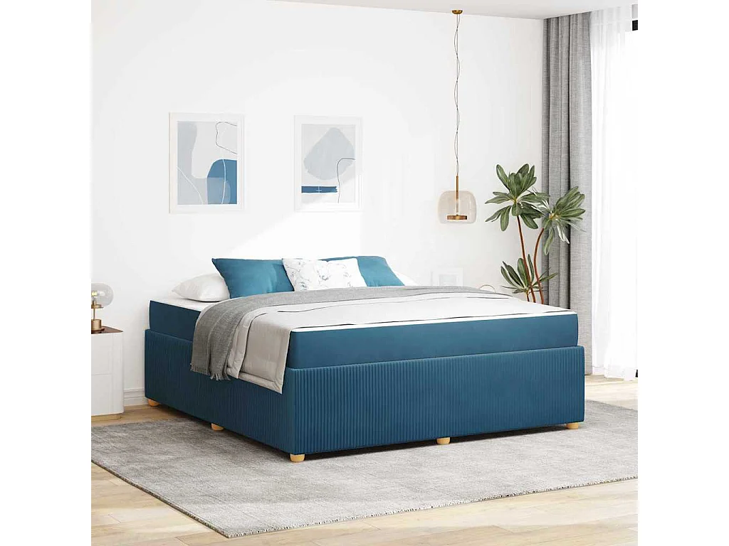 Bedframe met matras met matras Blauw 180 x 200 cm Fluweel