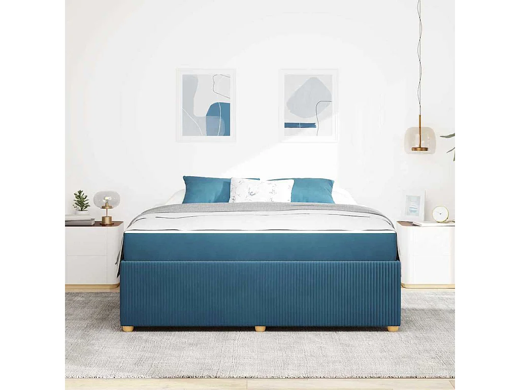 Bedframe met matras met matras Blauw 180 x 200 cm Fluweel