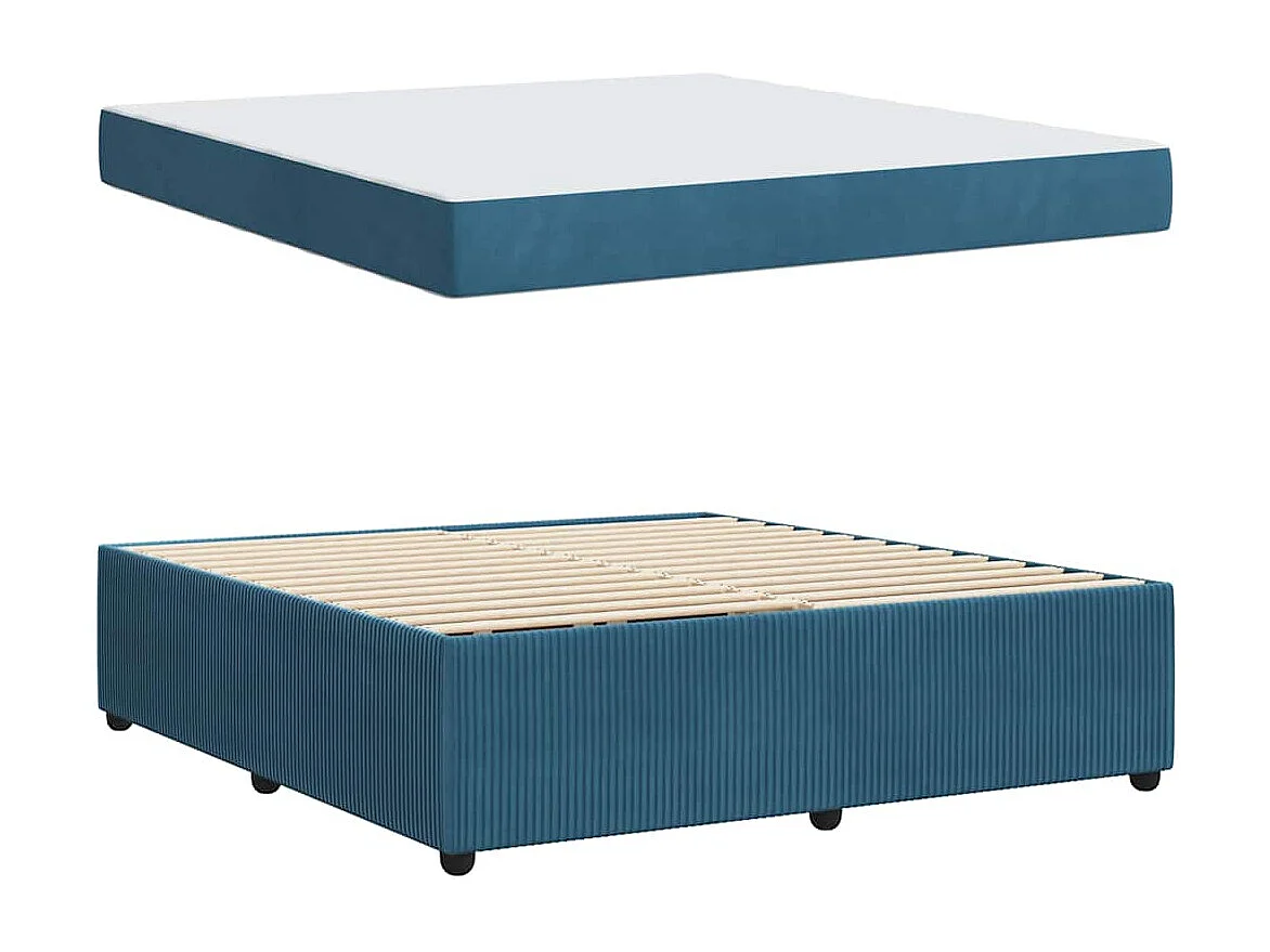 Bedframe met matras met matras Blauw 180 x 200 cm Fluweel