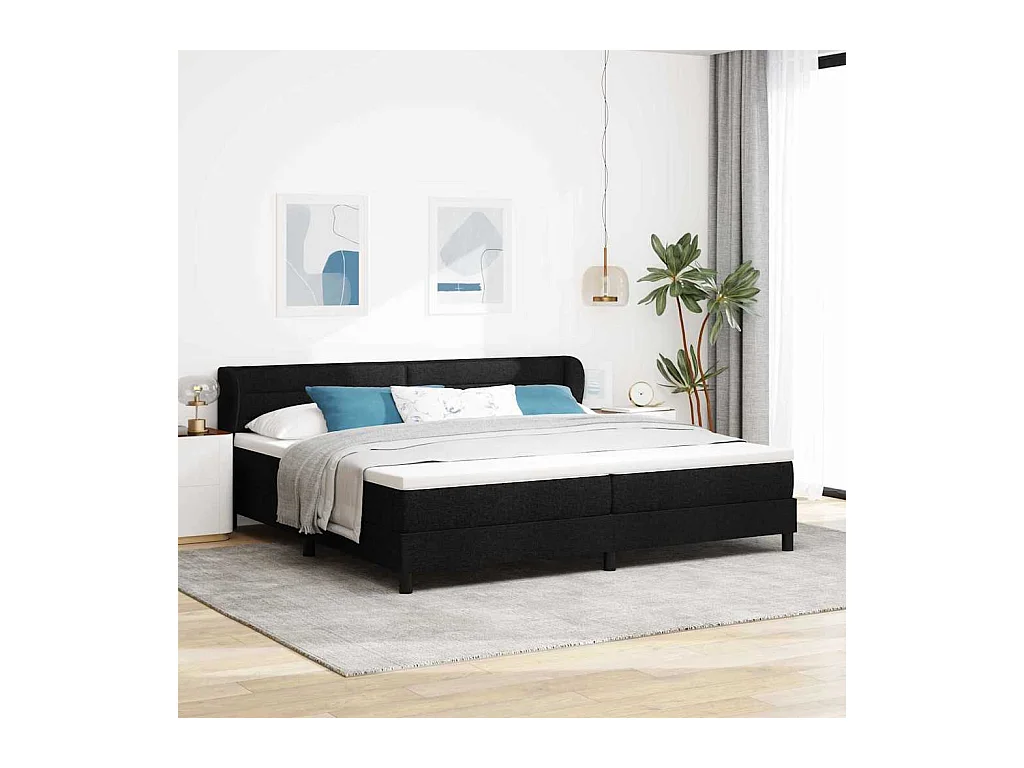 Cadre de lit avec matelas avec matelas Noir 200 x 200 cm tissu