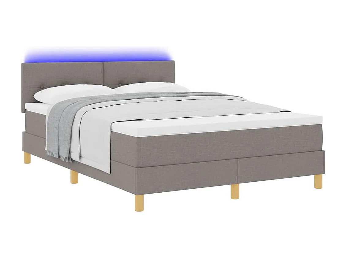 Cama tipo Box Spring con colchón Taupé 140 x 200 cm tela