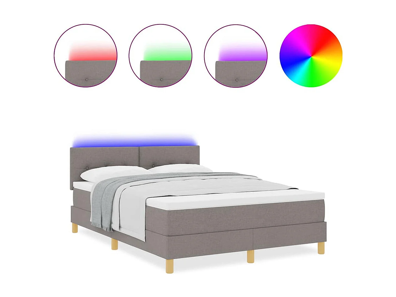 Cama tipo Box Spring con colchón Taupé 140 x 200 cm tela