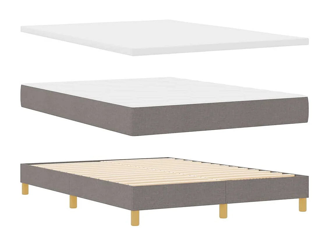 Cama tipo Box Spring con colchón Taupé 140 x 200 cm tela