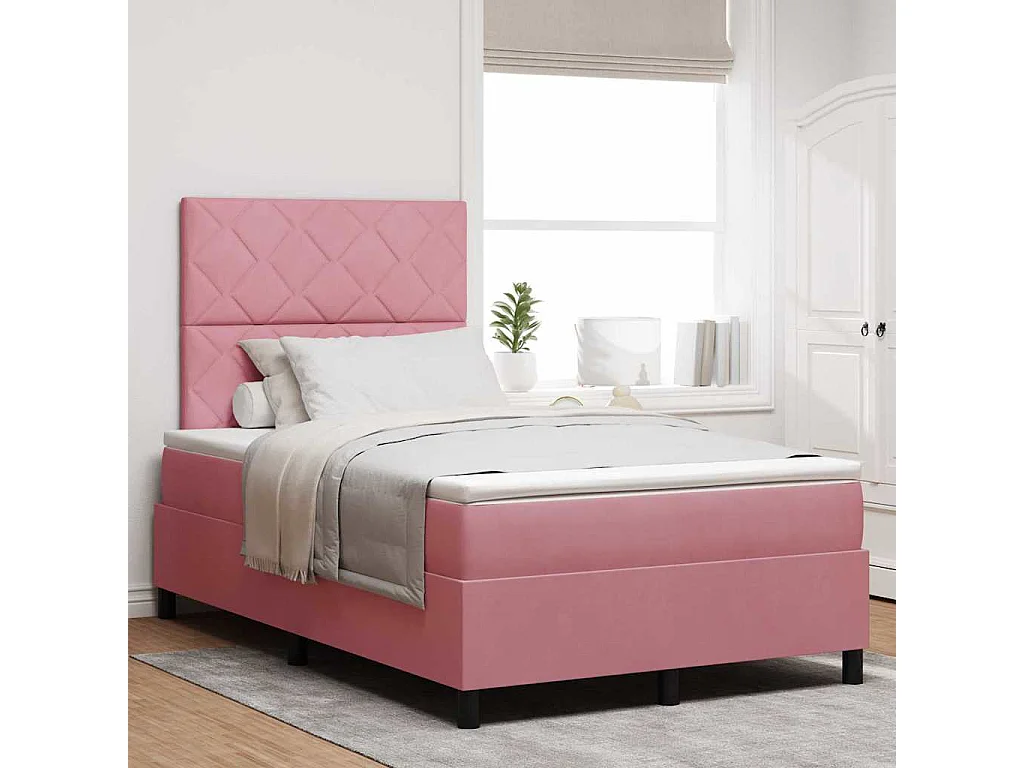 Cadre de lit avec matelas Rose 120 x 190 cm Velours