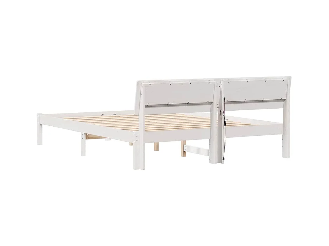 Cadre de lit Blanc 160 x 200 cm Bois massif en pin