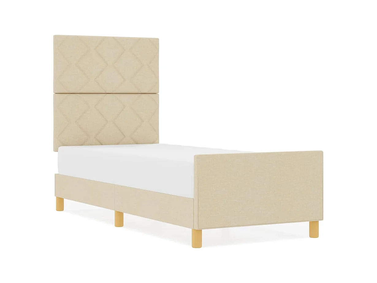 Cadre de lit avec tête de lit Crème 80 x 200 cm tissu