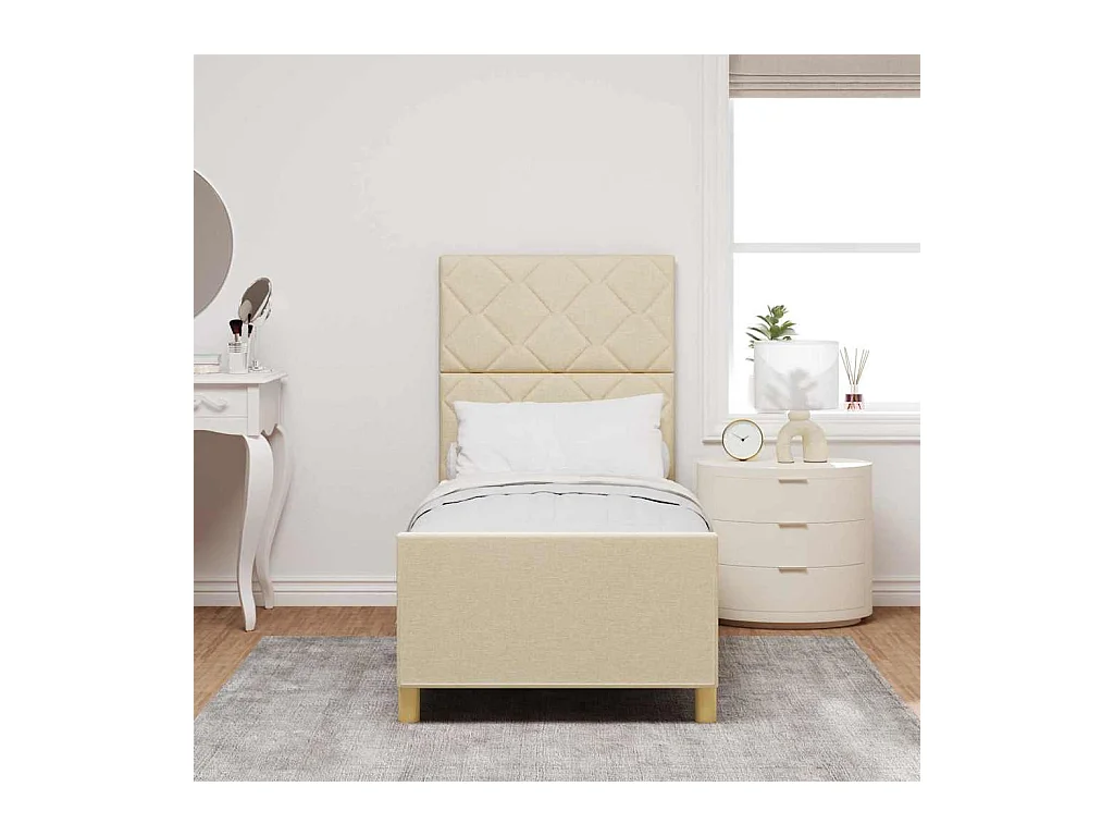 Cadre de lit avec tête de lit Crème 80 x 200 cm tissu