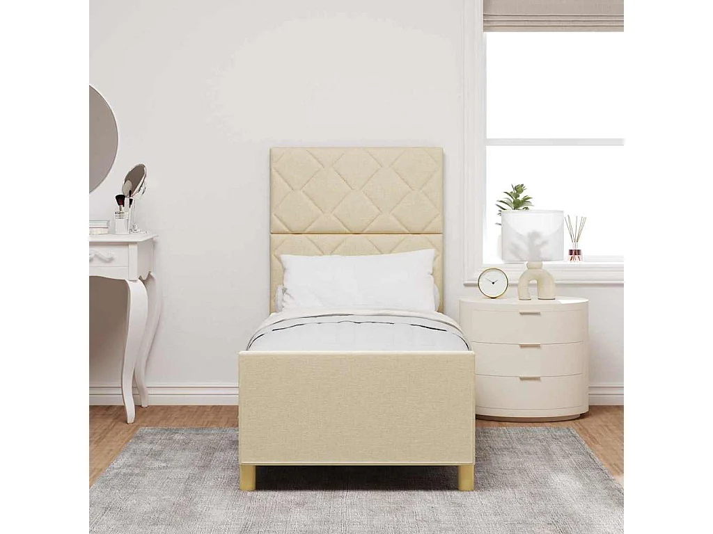 Estructura de cama con cabecera Crema 80 x 200 cm tela
