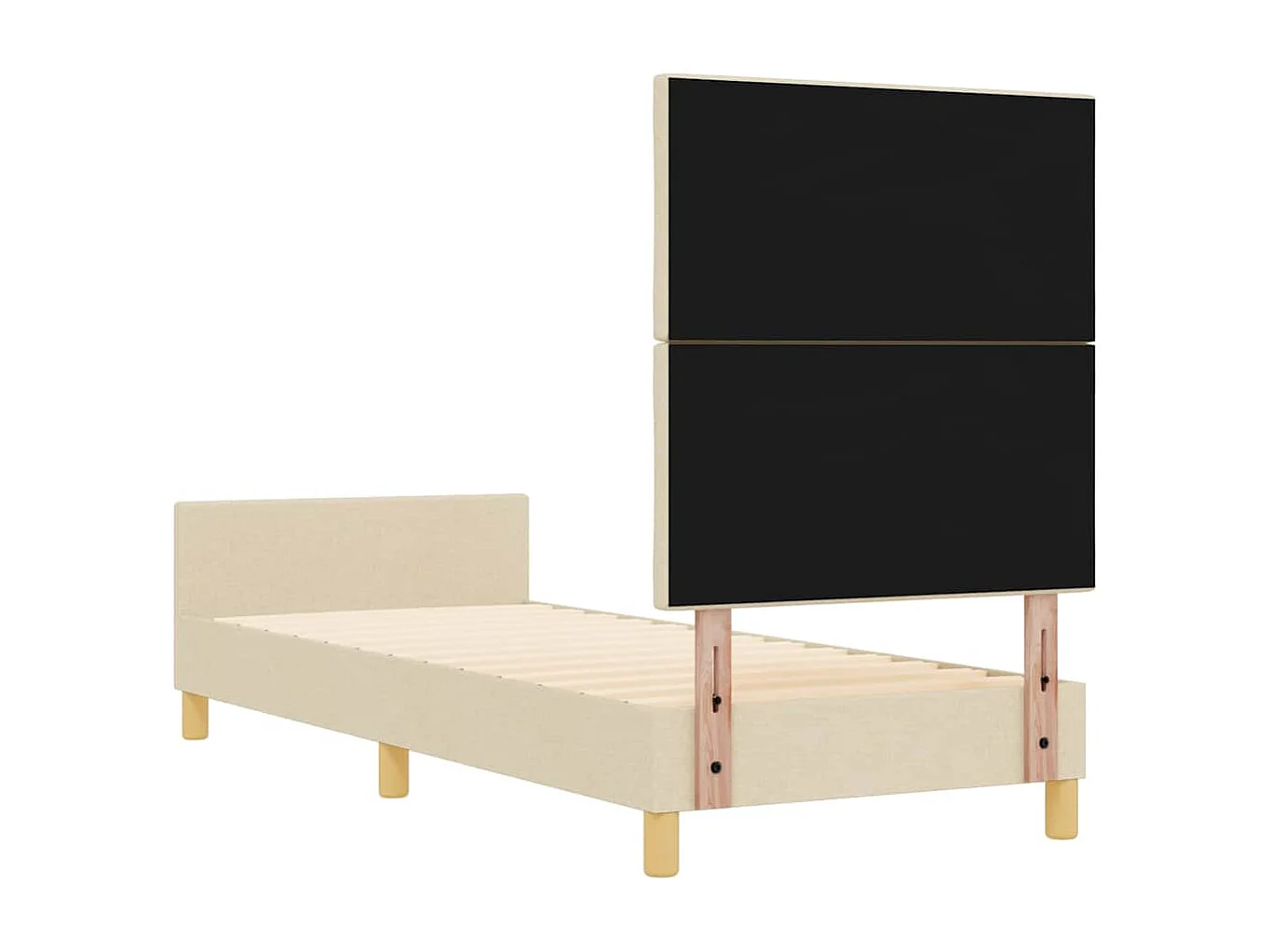 Estructura de cama con cabecera Crema 80 x 200 cm tela