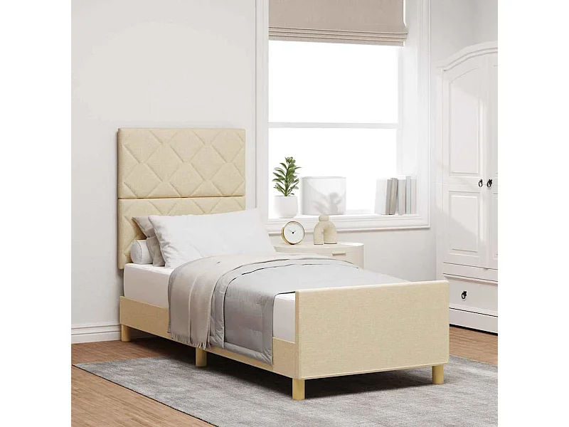 Estructura de cama con cabecera Crema 80 x 200 cm tela