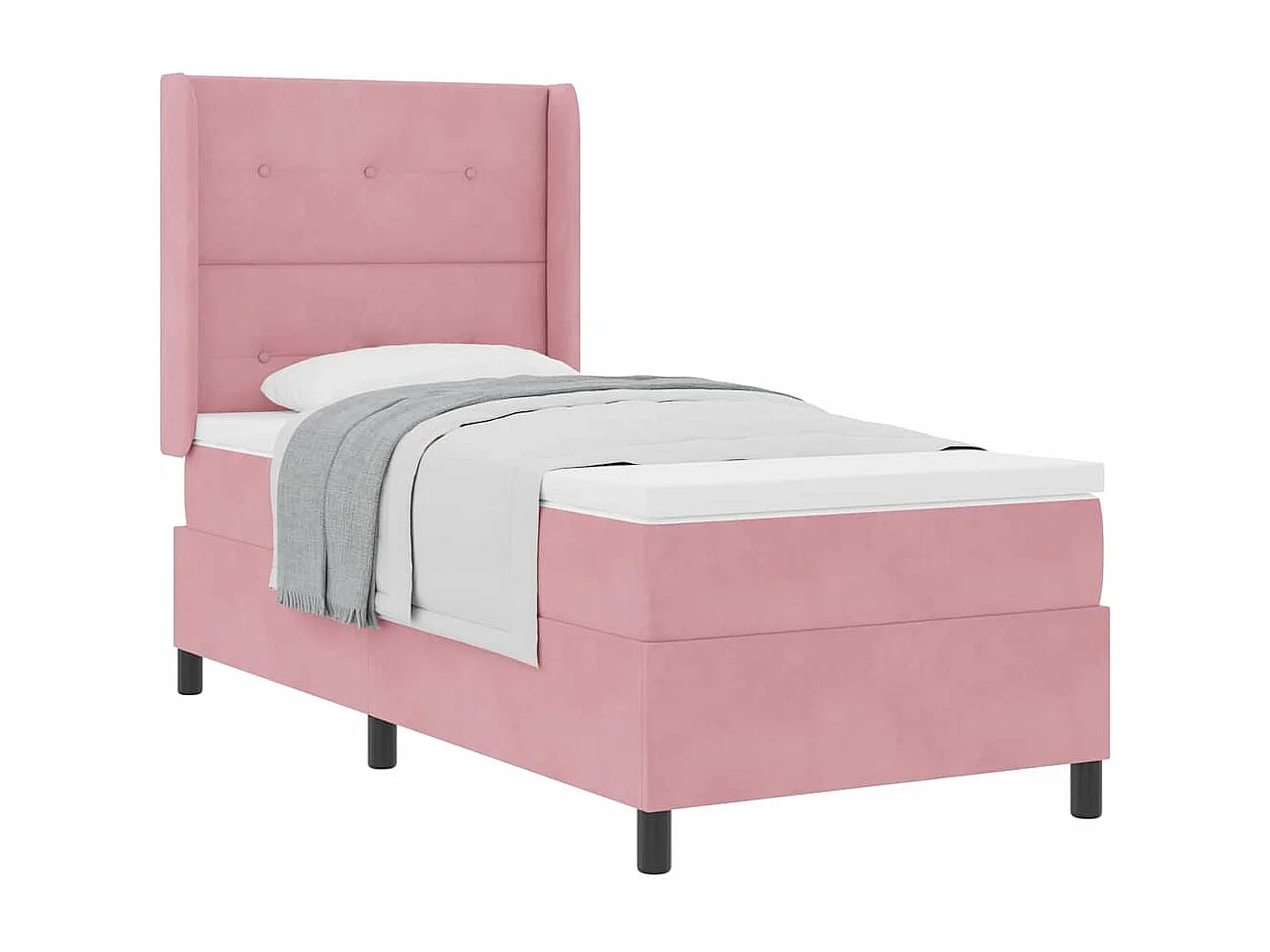 Cama tipo Box Spring con cabecera Rosa 80 x 200 cm Terciopelo