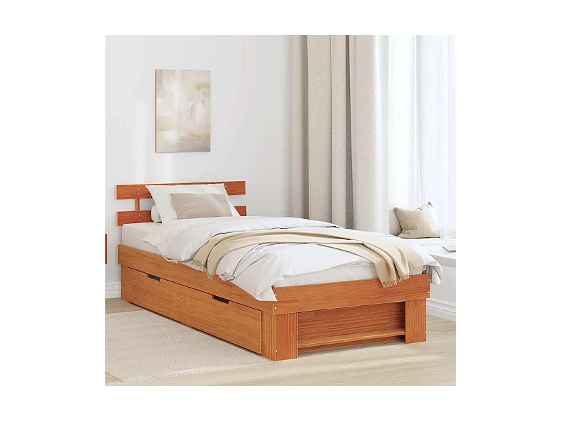 Cadre de lit Marron cire 100 x 200 cm Bois massif en pin