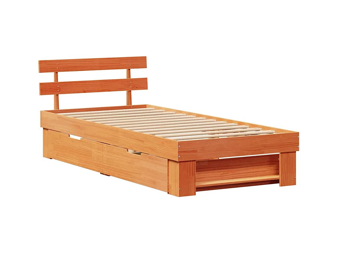 Cadre de lit Marron cire 100 x 200 cm Bois massif en pin