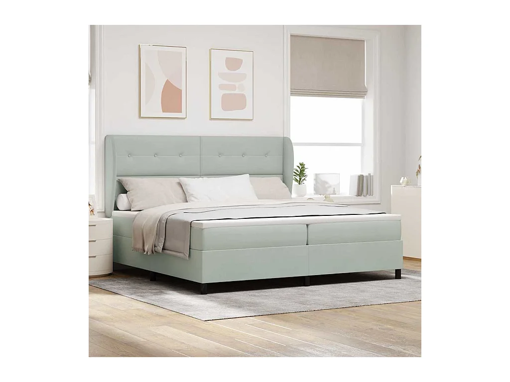 Cadre de lit avec matelas Gris clair 200 x 200 cm Velours