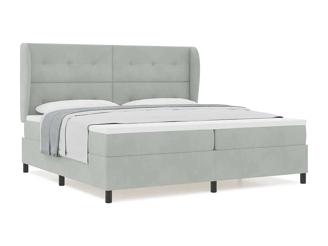 Cama Box com colchão Cinzento-claro 200 x 200 cm Veludo