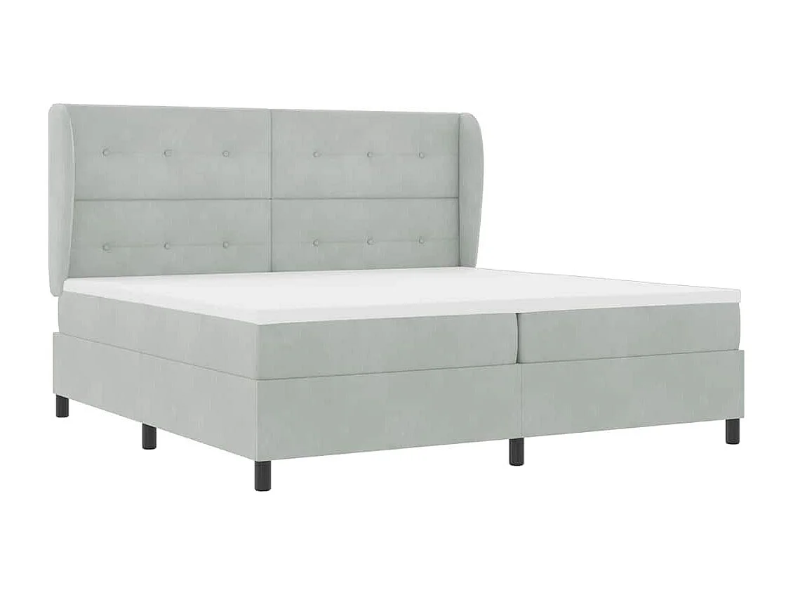 Cama Box com colchão Cinzento-claro 200 x 200 cm Veludo