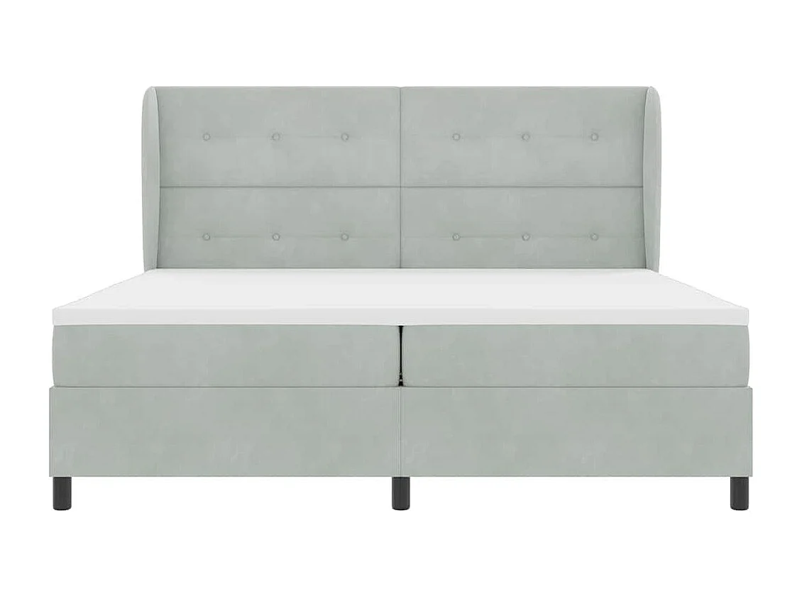 Cama Box com colchão Cinzento-claro 200 x 200 cm Veludo