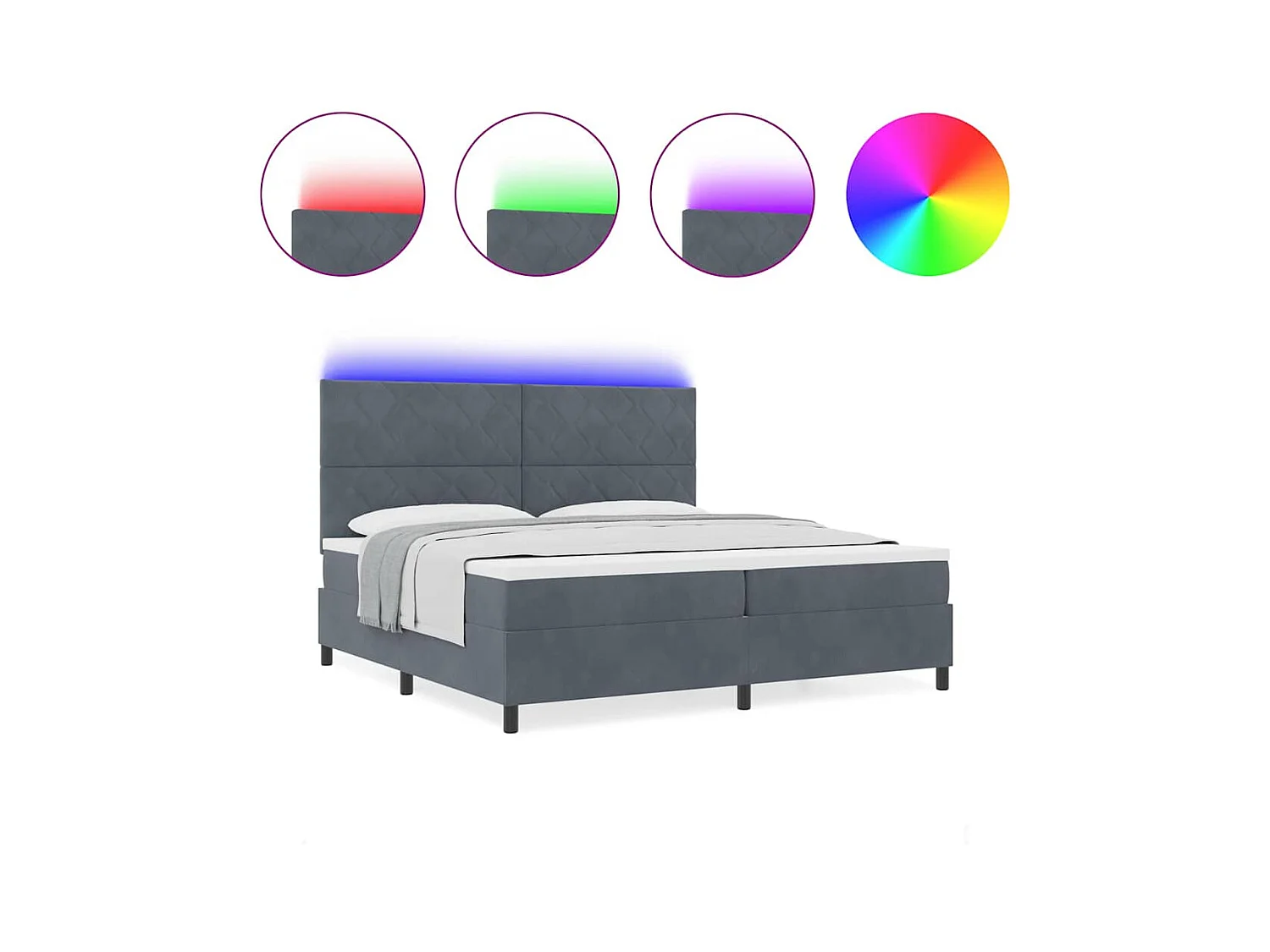 Cama tipo Box Spring Gris oscuro 200 x 200 cm Terciopelo