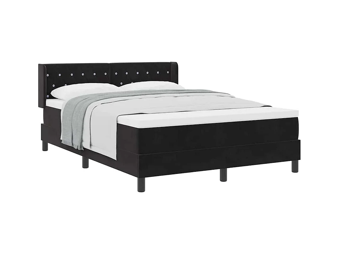 Cadre de lit avec matelas noir 100x200 cm en velours Noir