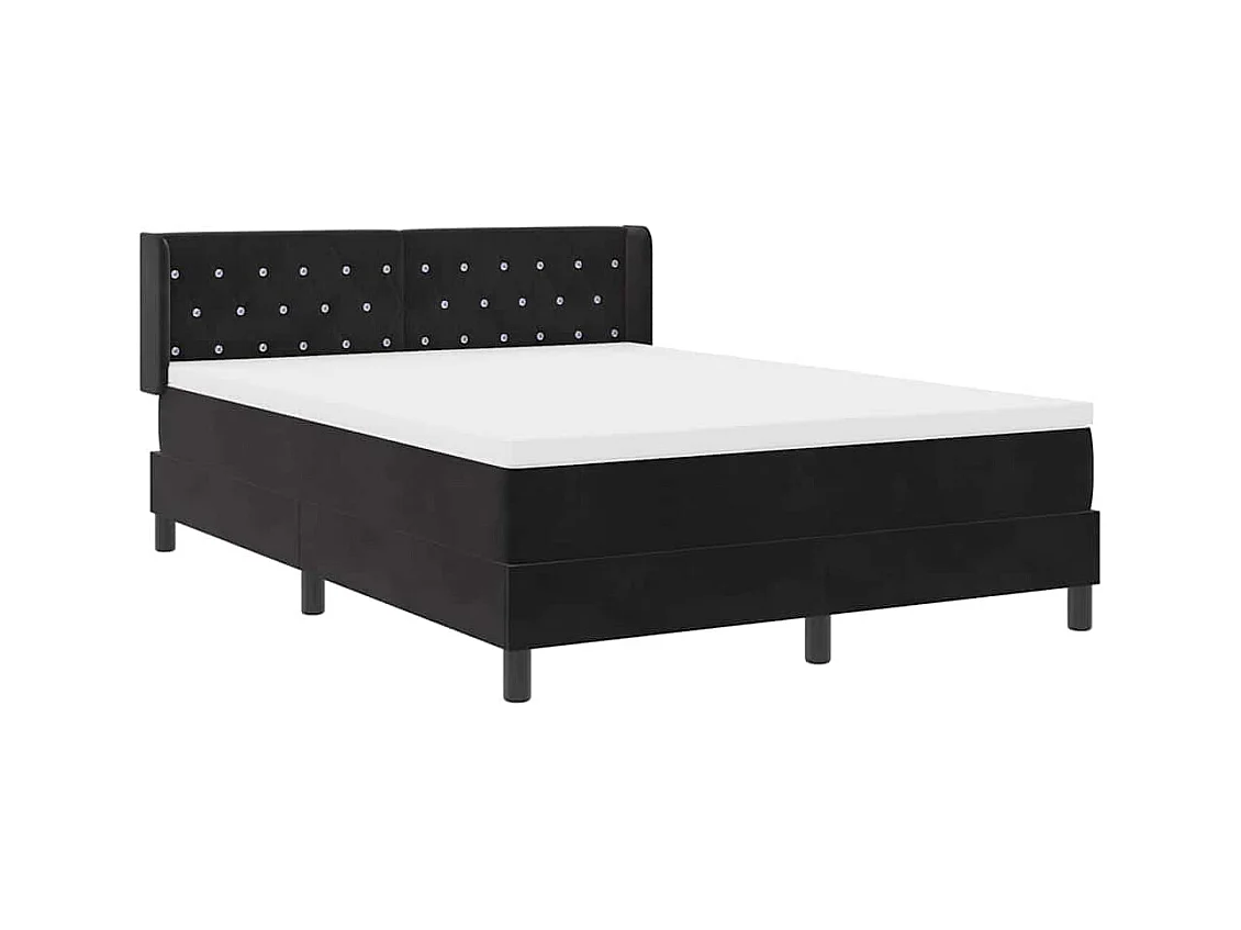 Cadre de lit avec matelas noir 100x200 cm en velours Noir