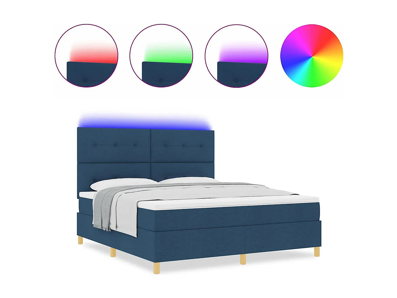 Cama tipo Box Spring con colchón Azul 180 x 200 cm tela